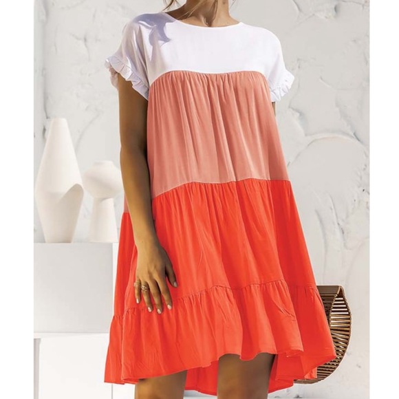 Boho spring summer ruffle trim mini dress - Picture 11 of 12